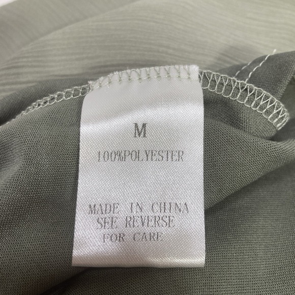 Wishlist Apparel Maxi M Dress Green Lined Women's Tiered Ruched Boho Strap hi lo - Picture 5 of 9